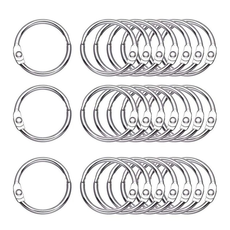 Antner 1.2 Inch Loose Leaf Binder Rings, 50 Pack Nickel Plated Small Metal Office Book Rings Keychain Keyrings for Paper, Index Cards, Flashcards, Scrapbooks, Home and Office Documents Organization - Image 1